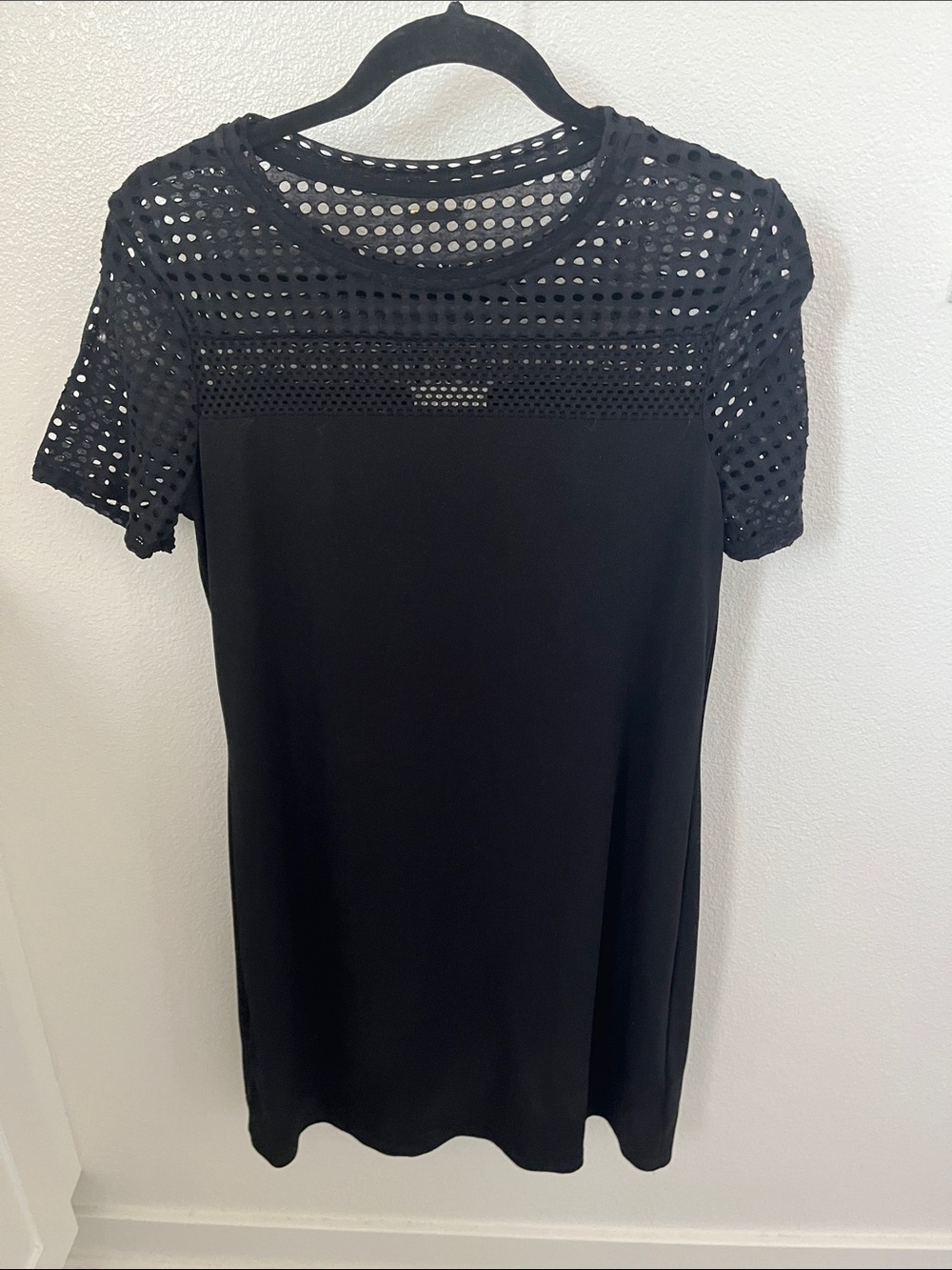 MICHAEL Michael Kors Black Crochet Yoke Short Dress